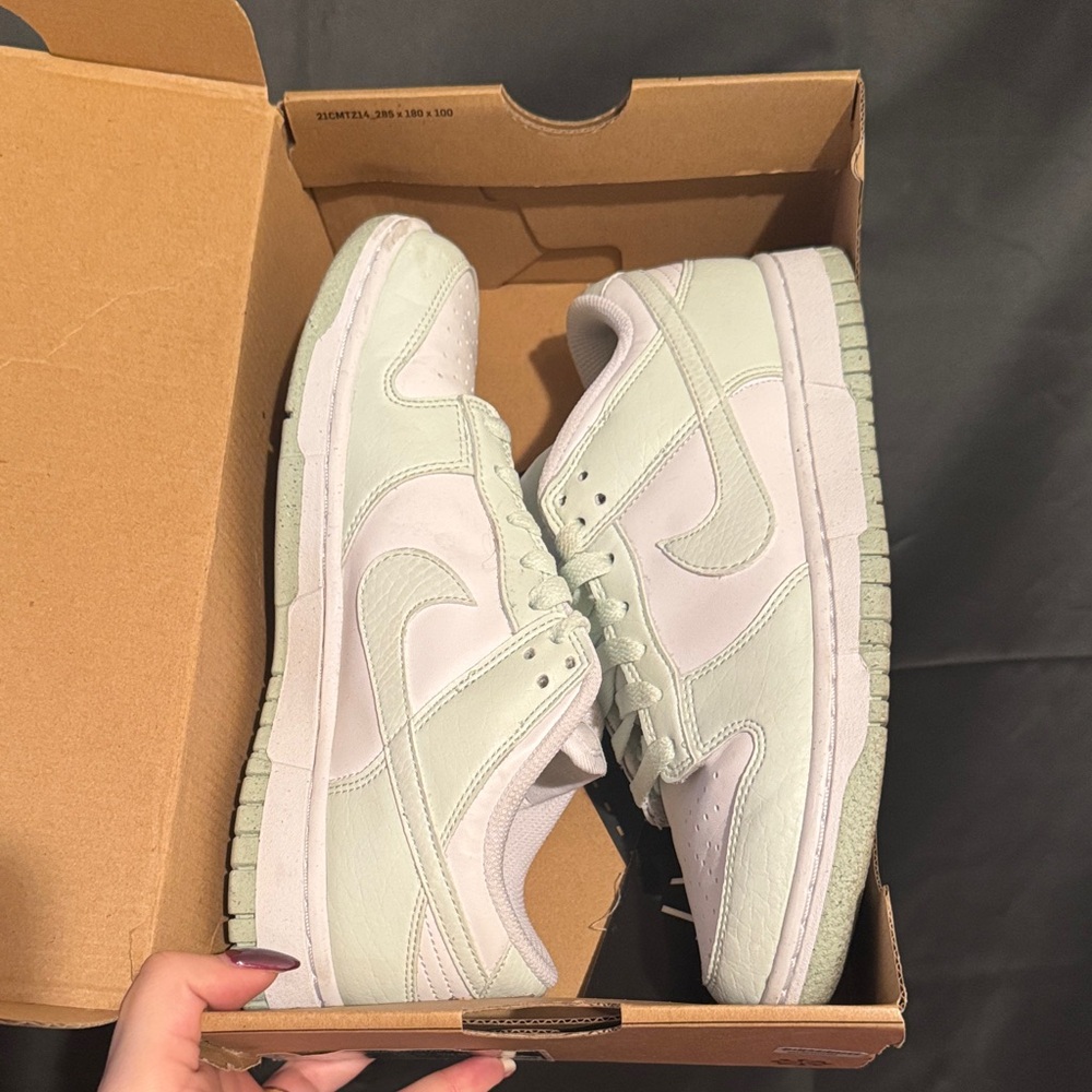 Nike Dunks in Pale Green and White
